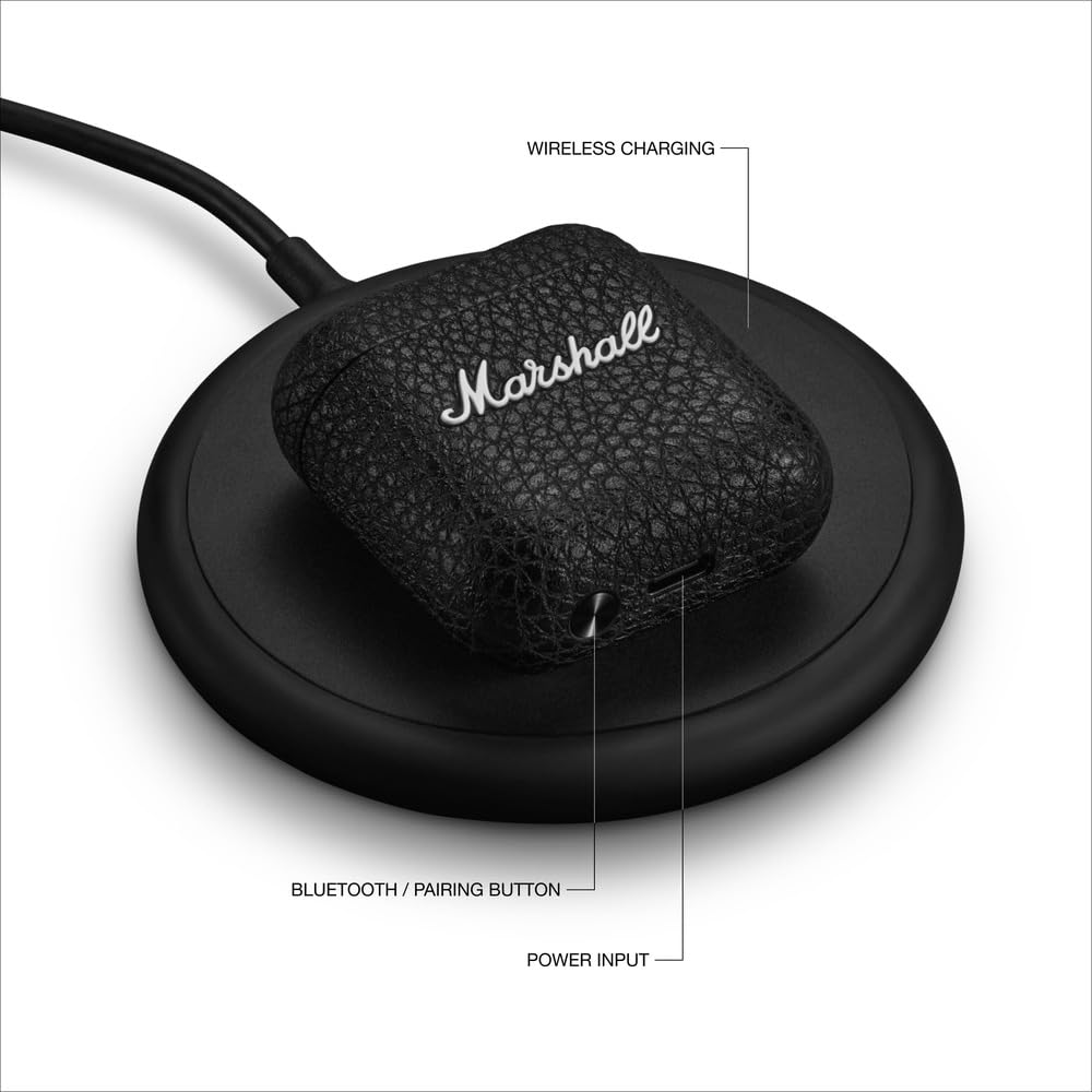 Marshall Minor Iv Wireless in Ear Earbuds with 30+ Hours of Playtime, Water-Resistant, Wireless Charging- Black - Taal Musicals