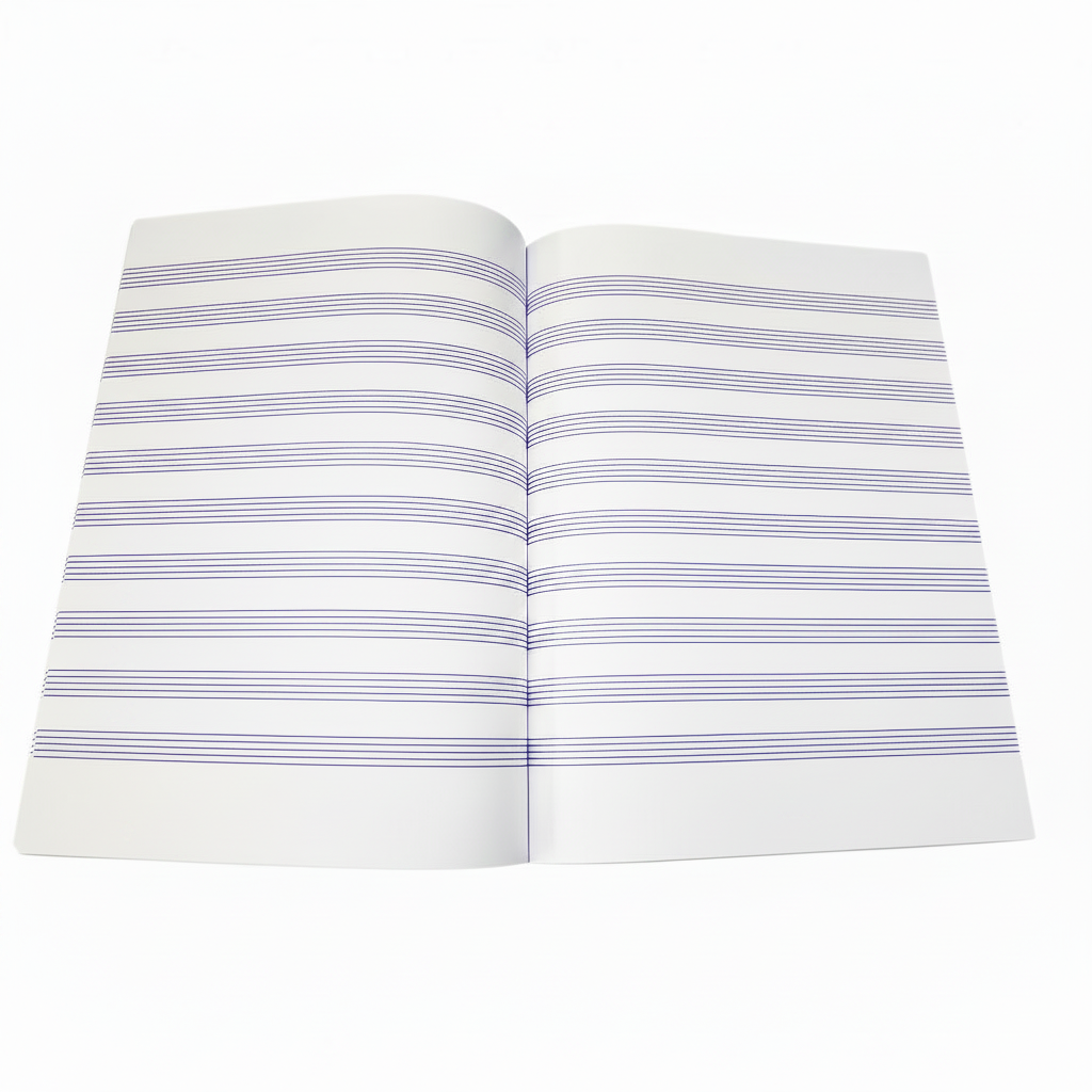 Open book with striped pages on a white background