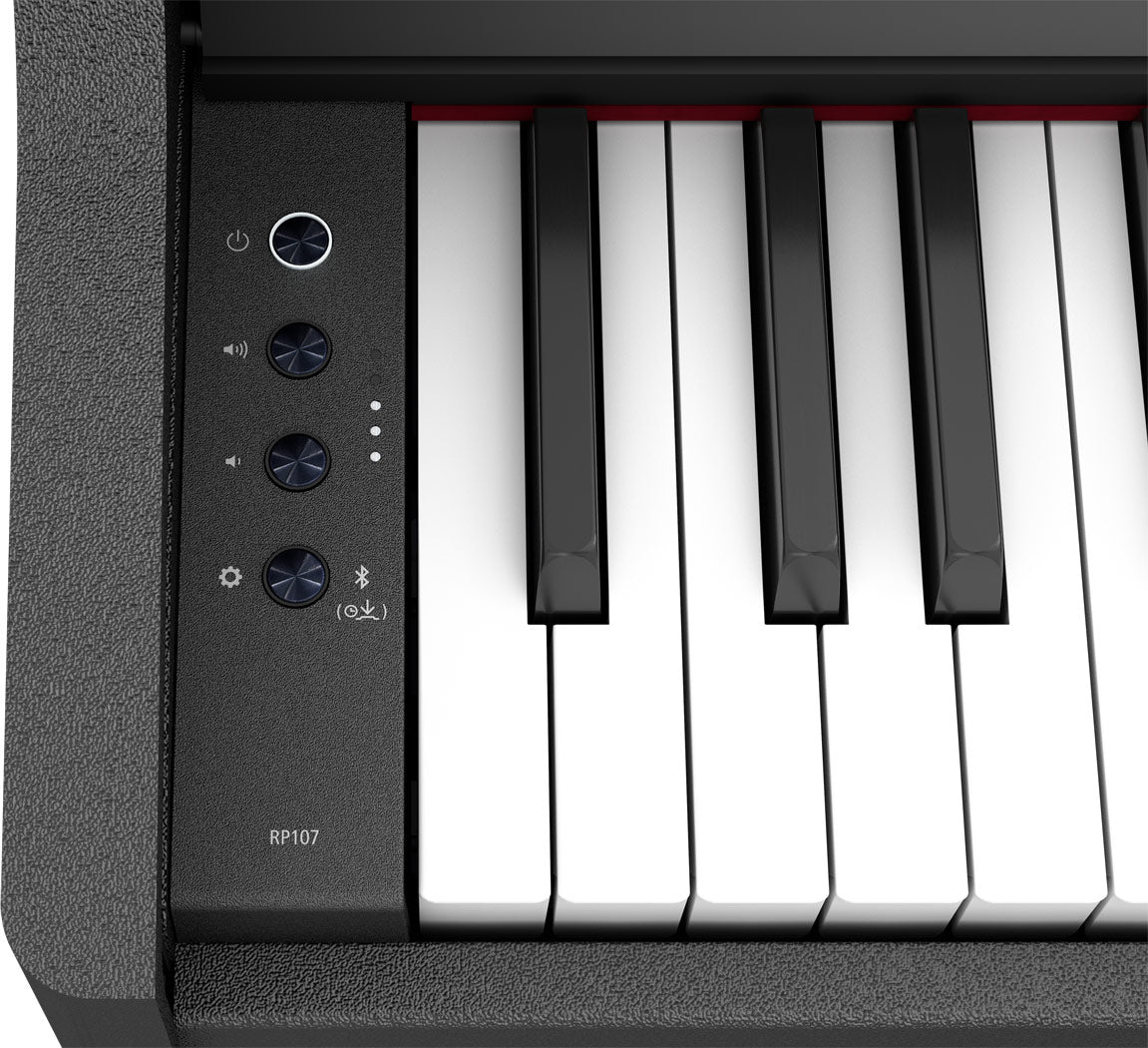 Roland RP107 Digital Compact and Affordable Home Piano with Traditional Upright Styling | Perfect for Beginners |Onboard Bluetooth & More,Black – Taal Musicals