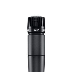 Shure SM57 dynamic microphone on a white background
