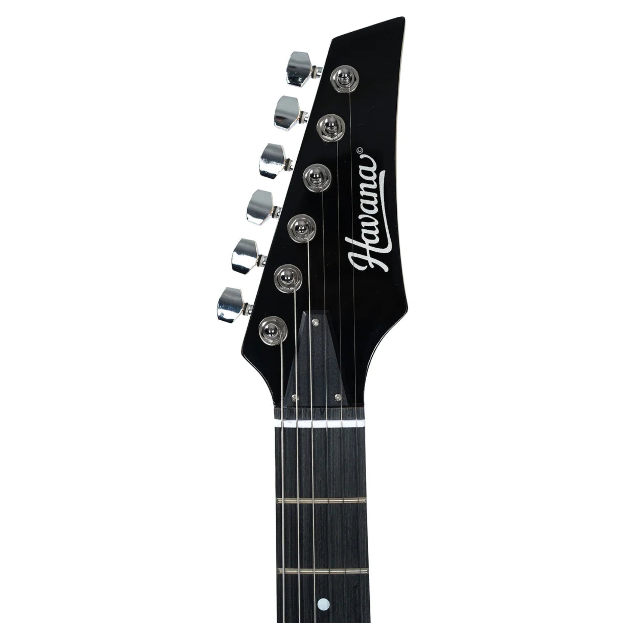 havana Black electric guitar headstock