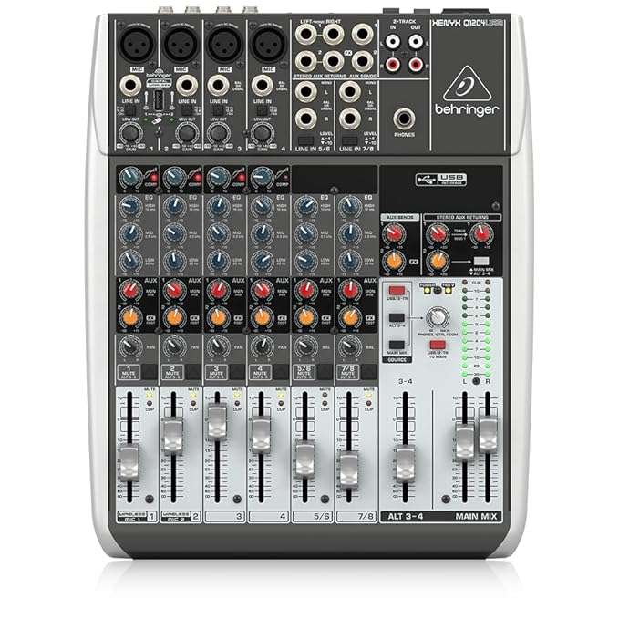 Behringer Q1204USB Premium 12-Input 2/2-Bus Mixer with XENYX Mic