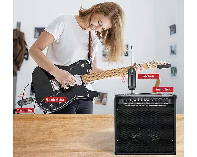 hayden T8 Guitar Wireless System Built-in Rechargeable Lithium Battery Digital Wireless Guitar Cable Transmitter Receiver for Electric Guitar Bass Violin Ukulele Amplifier Instruments – Taal Musicals